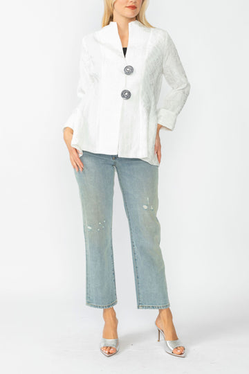 White Solid Square Jacket